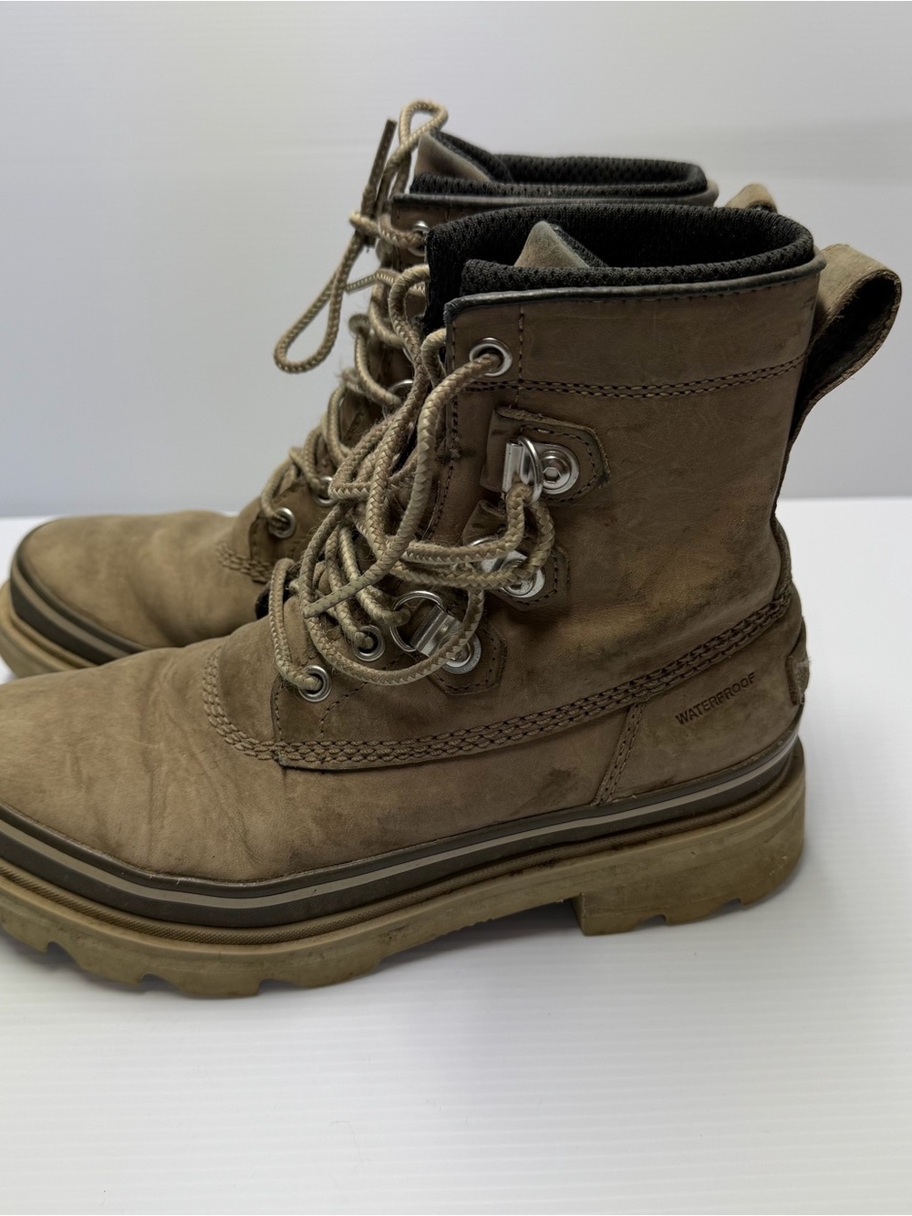 Sorel Lennox Street Women’s Size 7 Leather Waterproof Boots Taupe